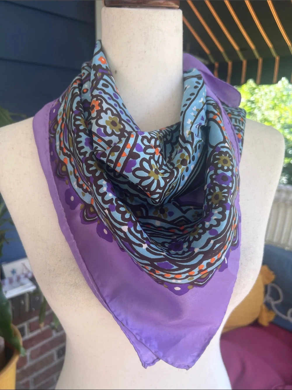 Purple Paisley Floral Silk Scarf